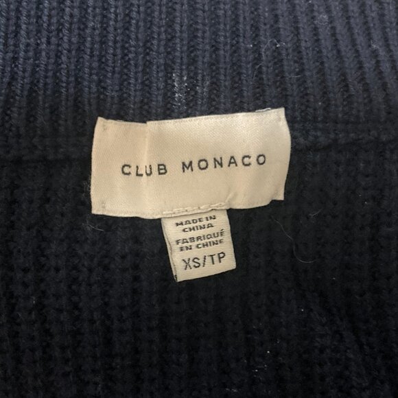 Men's Club Monaco Merino Wool Full-Zip Sweater, Size XS, Dark Blue w/Pockets - Picture 3 of 4